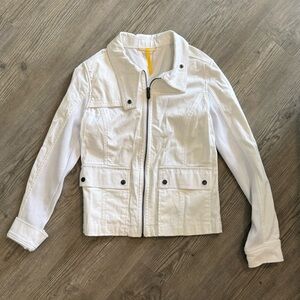 Lole White Zip Utility Jacket Stretch Sleeve Lightweight Athleisure Coat M